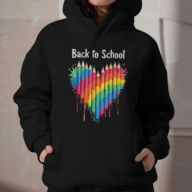Rainbow Pencil Heart Back To School Creative Graphic Youth Hoodie