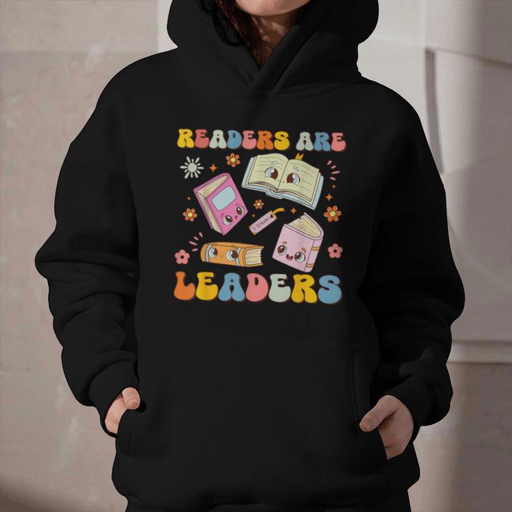 Readers Are Leaders Book Lover Back To School Groovy Girls Graphic Youth Hoodie