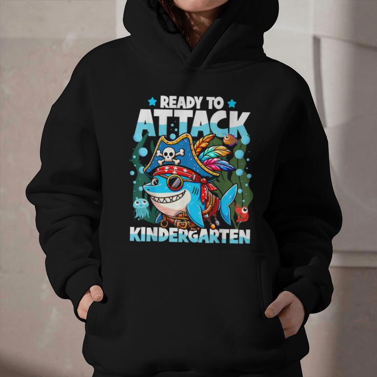 Ready To Attack Kindergarten Pirate Shark Back To School Graphic Youth Hoodie