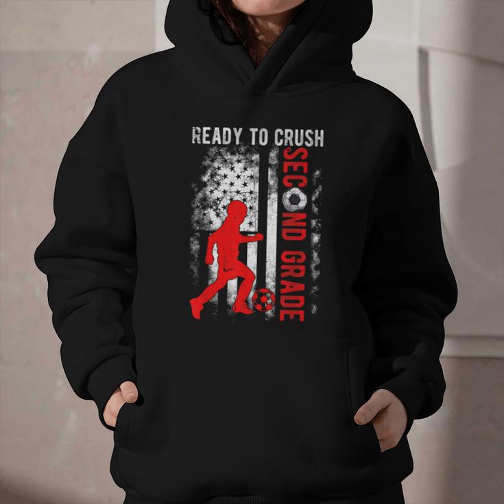 Ready To Crush Second Grade Soccer USA Flag Back To School Graphic Youth Hoodie