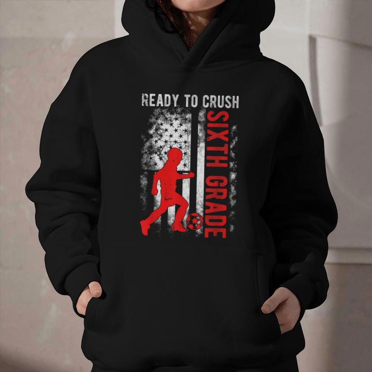 Ready To Crush Sixth Grade Soccer USA Flag Back To School Graphic Youth Hoodie