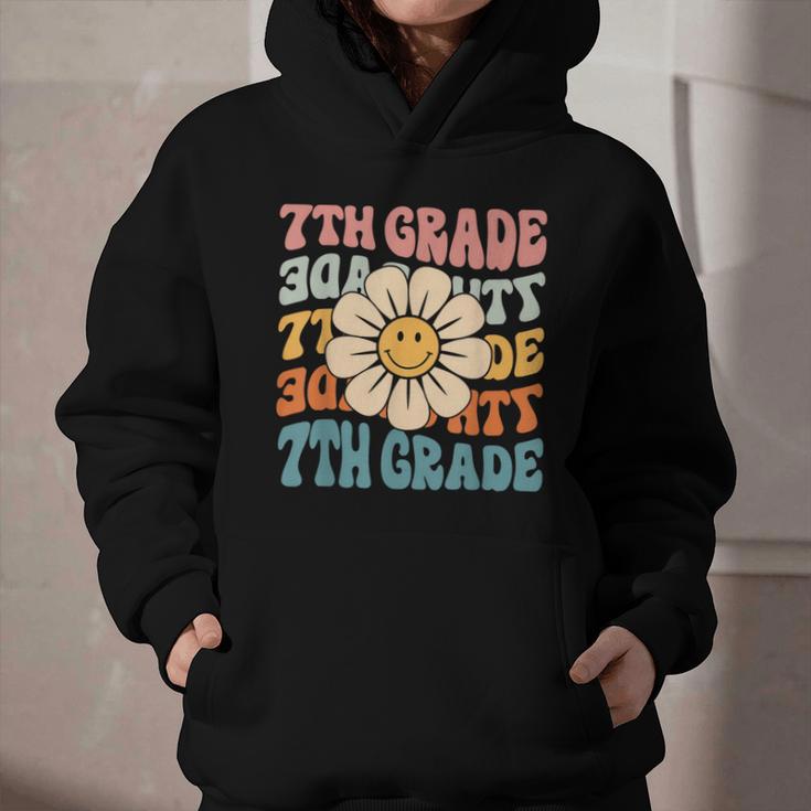 Retro 7th Grade Daisy Colorful Back To School Seventh Grade Graphic Youth Hoodie