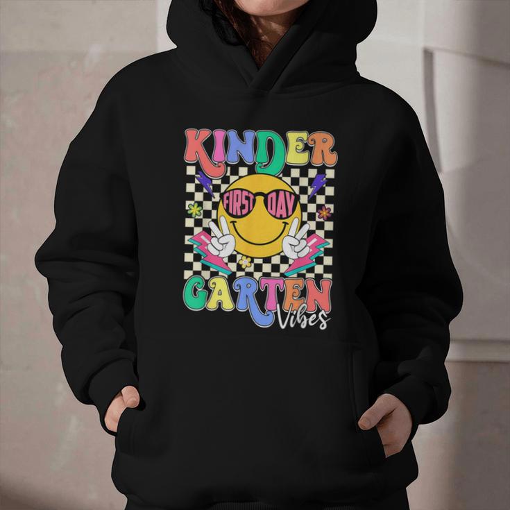 Retro Groovy Kinder Garten Vibes Smile Team Back To School Graphic Youth Hoodie Retro Groovy Kinder Garten Vibes Smile Team Back To School Graphic Youth Hoodie