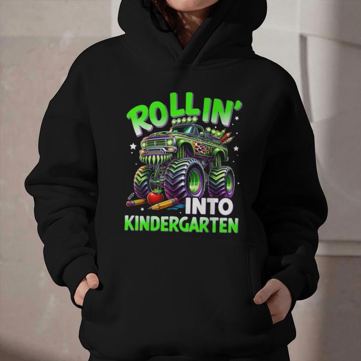 Rollin' Into Kindergarten Monster Truck Back To School Boys Graphic Youth Hoodie
