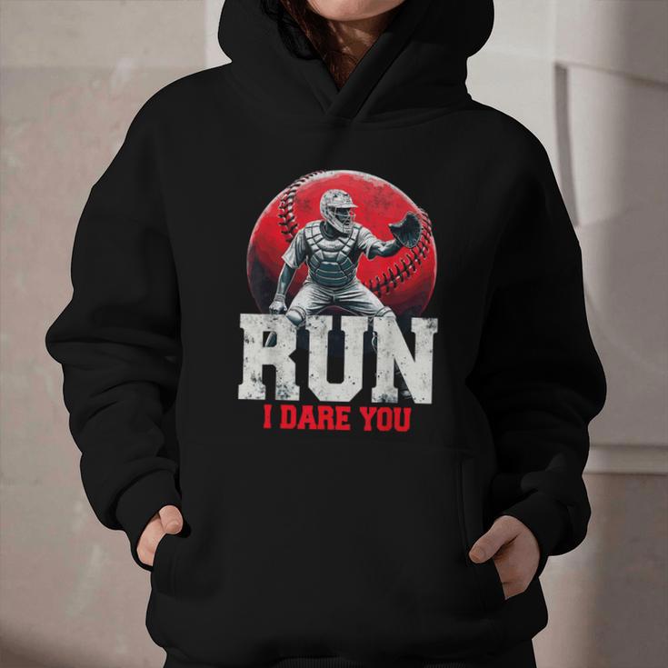 Run I Dare You Baseball Ball Player Catcher Coach Tee Graphic Youth Hoodie Run I Dare You Baseball Ball Player Catcher Coach Tee Graphic Youth Hoodie