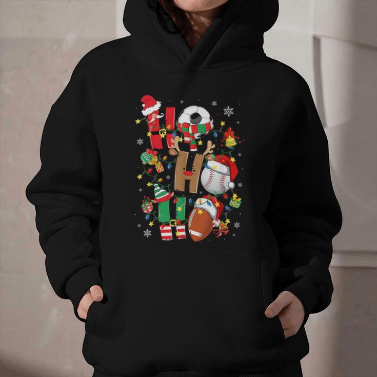 Santa Baseball Football Soccer Pajamas Ho Ho Christmas Xmas Graphic Youth Hoodie Santa Baseball Football Soccer Pajamas Ho Ho Christmas Xmas Graphic Youth Hoodie