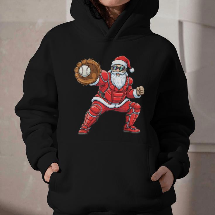 Santa Playing Baseball Baseball Lover Baseballer Xmas Graphic Youth Hoodie Santa Playing Baseball Baseball Lover Baseballer Xmas Graphic Youth Hoodie