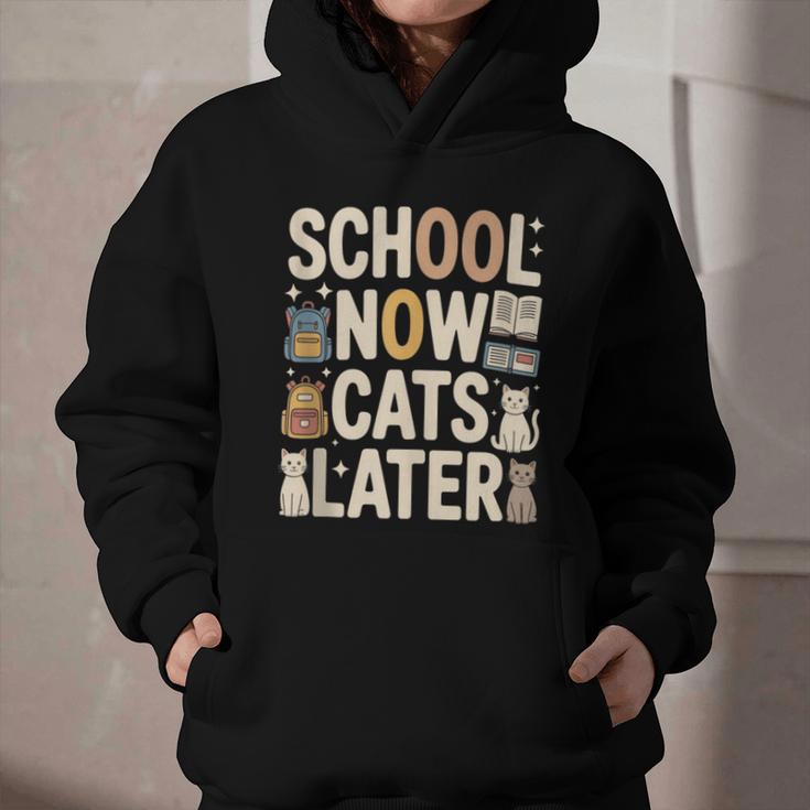 School Now Cats Later Back To School Graphic Youth Hoodie