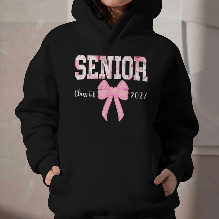 Senior 2027 Floral Pink Bow Back To School Class Of 2027 Graphic Youth Hoodie Senior 2027 Floral Pink Bow Back To School Class Of 2027 Graphic Youth Hoodie