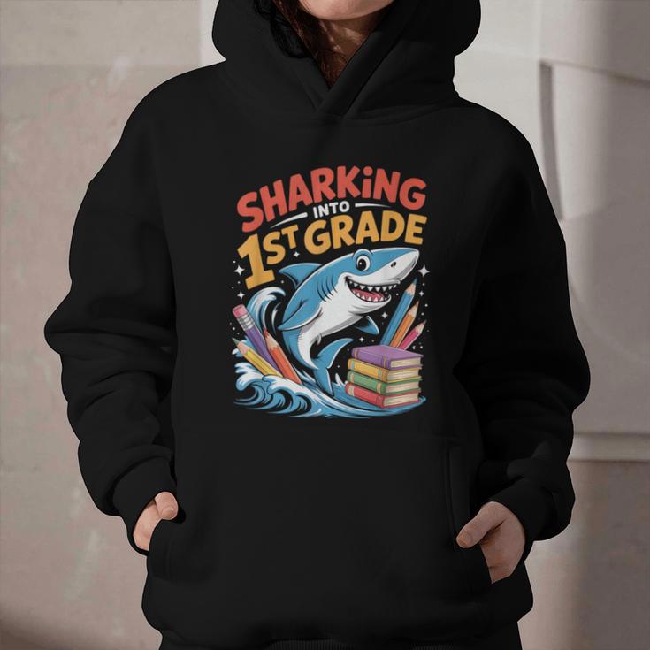 Sharking Into 1st Grade Back To School Shark Graphic Youth Hoodie Sharking Into 1st Grade Back To School Shark Graphic Youth Hoodie