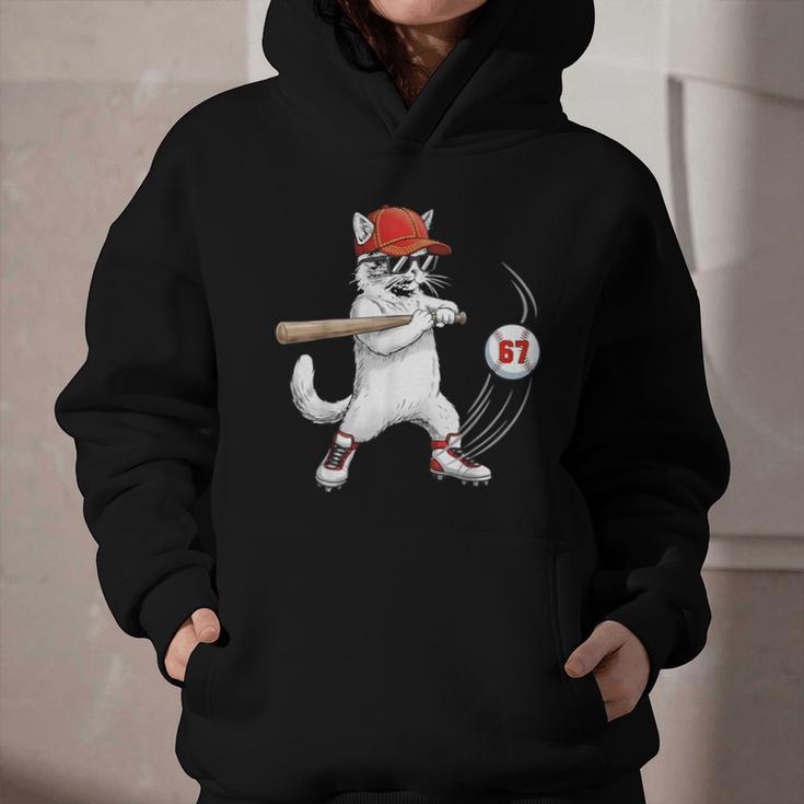 Six Seven 67 Baseball Cat Birthday Men Kids Boys Graphic Youth Hoodie Six Seven 67 Baseball Cat Birthday Men Kids Boys Graphic Youth Hoodie
