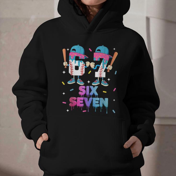 Six Seven Baseball Ice Cream Drip 6 7 Meme Gen Alpha Slang Graphic Youth Hoodie Six Seven Baseball Ice Cream Drip 6 7 Meme Gen Alpha Slang Graphic Youth Hoodie