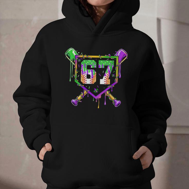 Six Seven Mardi Gras Baseball Sports Party Graphic Youth Hoodie Six Seven Mardi Gras Baseball Sports Party Graphic Youth Hoodie