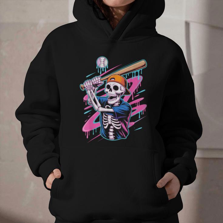 Skeleton Baseball Drip Boy Youth Dripping Baseball Halloween Graphic Youth Hoodie