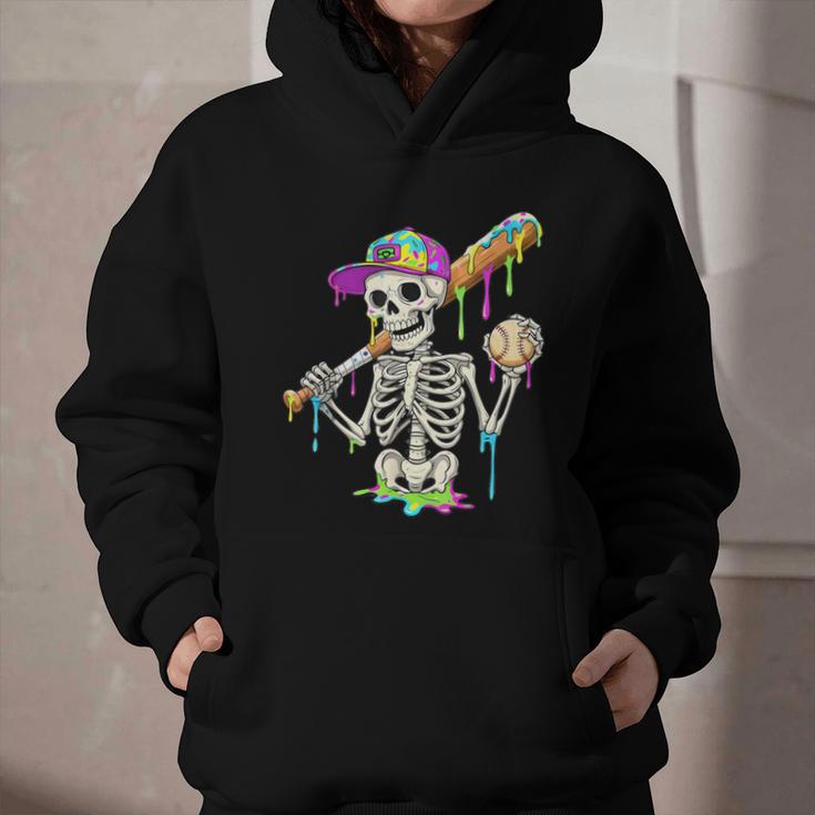 Skeleton Baseball Drip Boys Ice Cream Drip Youth Baseball Graphic Youth Hoodie
