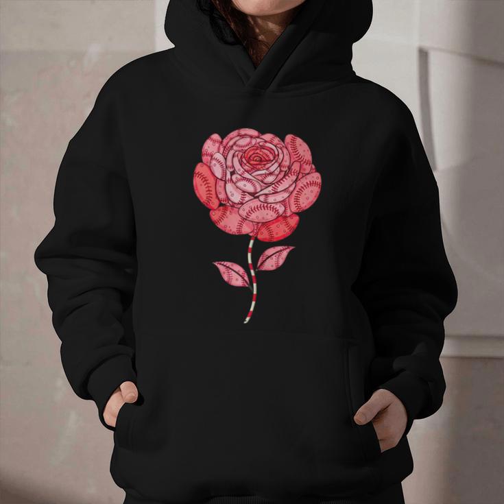 Sporty Rose Graphic With Baseball And Rugby Ball Petals Graphic Youth Hoodie