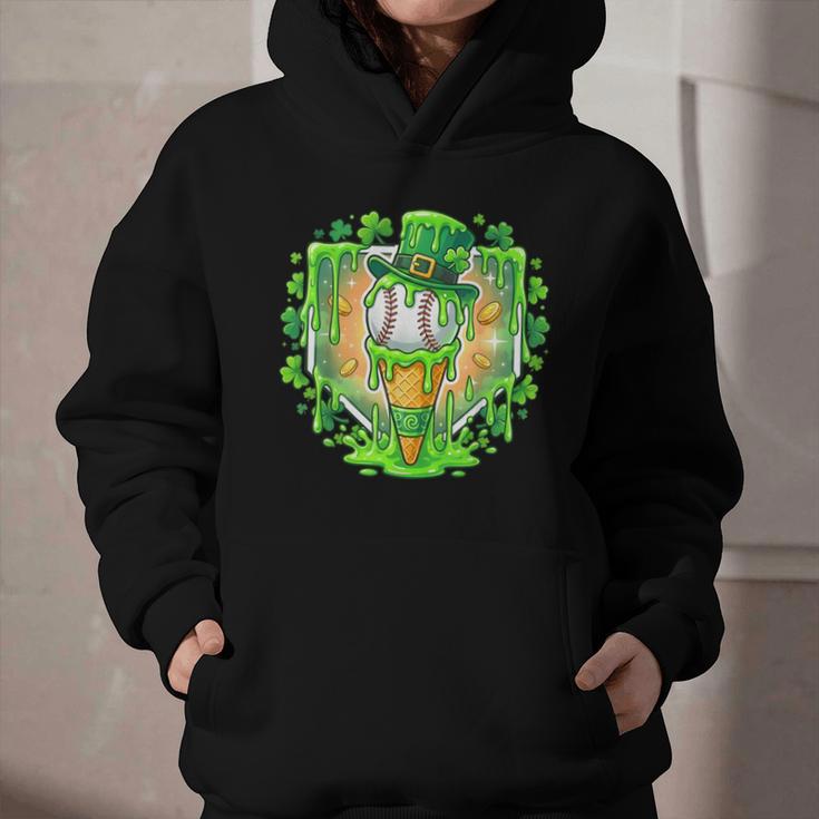 St Patrick Day Baseball Drip Ice Cream Baseball Home Plate Graphic Youth Hoodie