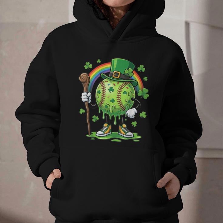 St Patricks Day Baseball Leprechaun Rainbow Green Baseball Graphic Youth Hoodie