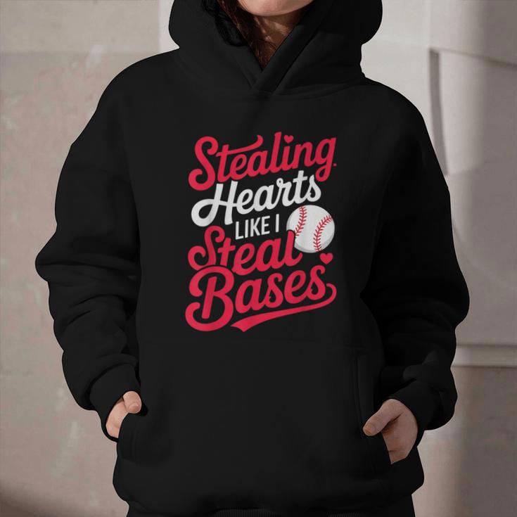 Stealing Hearts Like I Steal Bases Cute Baseball Boys Graphic Youth Hoodie