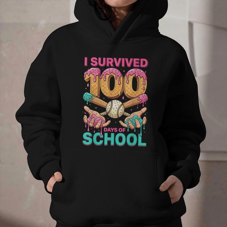 I Survived 100 Days Of School Baseball Ice Cream Drip Graphic Youth Hoodie I Survived 100 Days Of School Baseball Ice Cream Drip Graphic Youth Hoodie