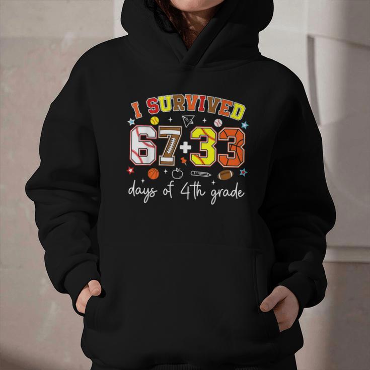 I Survived 6733 Days Of 4th Grade Baseball Football 100 Day Graphic Youth Hoodie I Survived 6733 Days Of 4th Grade Baseball Football 100 Day Graphic Youth Hoodie