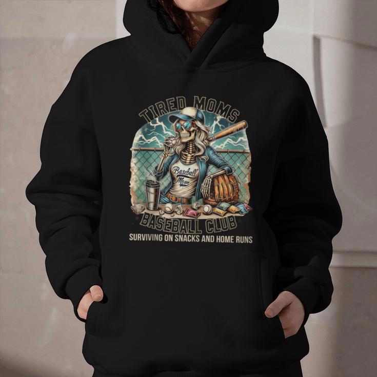 Tired Mom's Baseball Club Surviving On Snacks And Home Runs Graphic Youth Hoodie Tired Mom's Baseball Club Surviving On Snacks And Home Runs Graphic Youth Hoodie