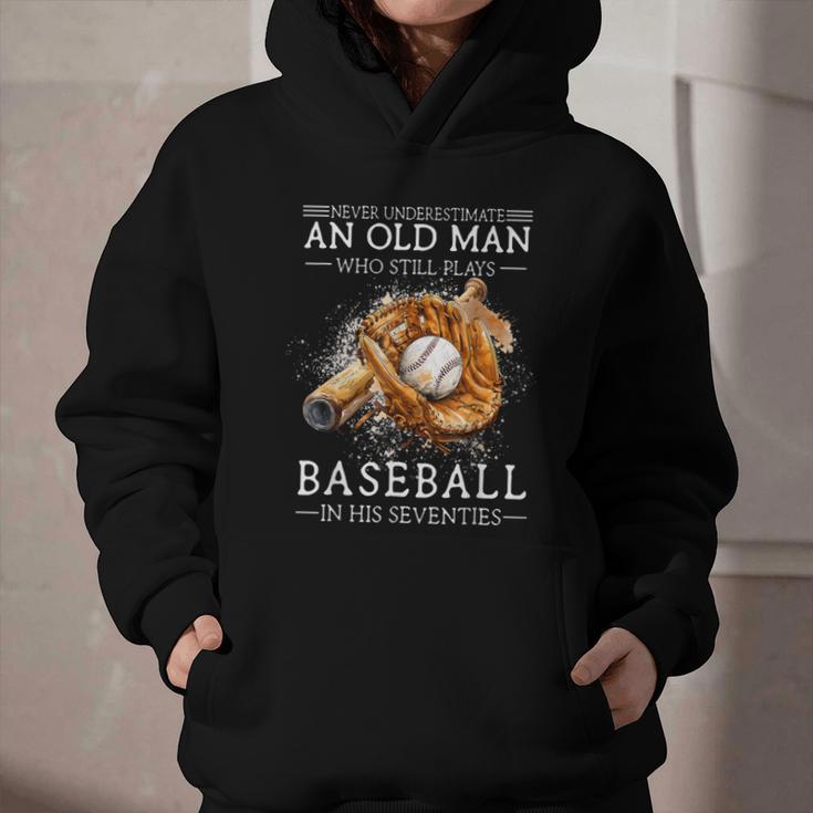 Never Underestimate An Old Man Who Still Plays Baseball Graphic Youth Hoodie