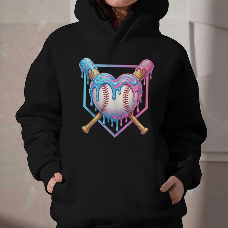 Valentines Baseball Heart Dripping Ice Cream Gen Z Alpha Graphic Youth Hoodie Valentines Baseball Heart Dripping Ice Cream Gen Z Alpha Graphic Youth Hoodie