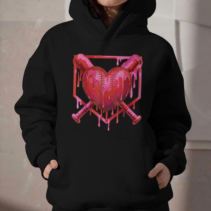 Valentines Day Baseball Red Heart Dab Boys Girls Kids Graphic Youth Hoodie