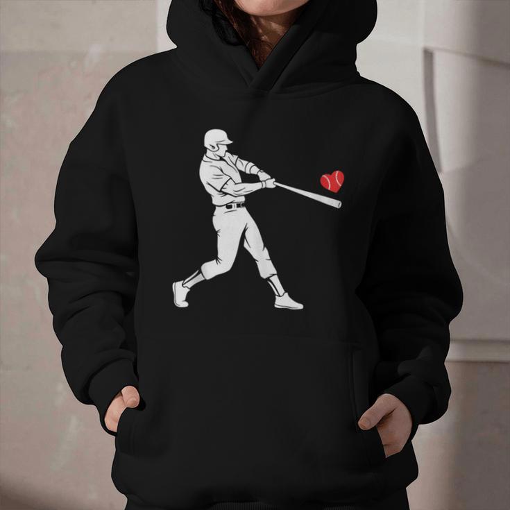 Valentines US Baseball Player Silhouette Heart Graphic Youth Hoodie Valentines US Baseball Player Silhouette Heart Graphic Youth Hoodie