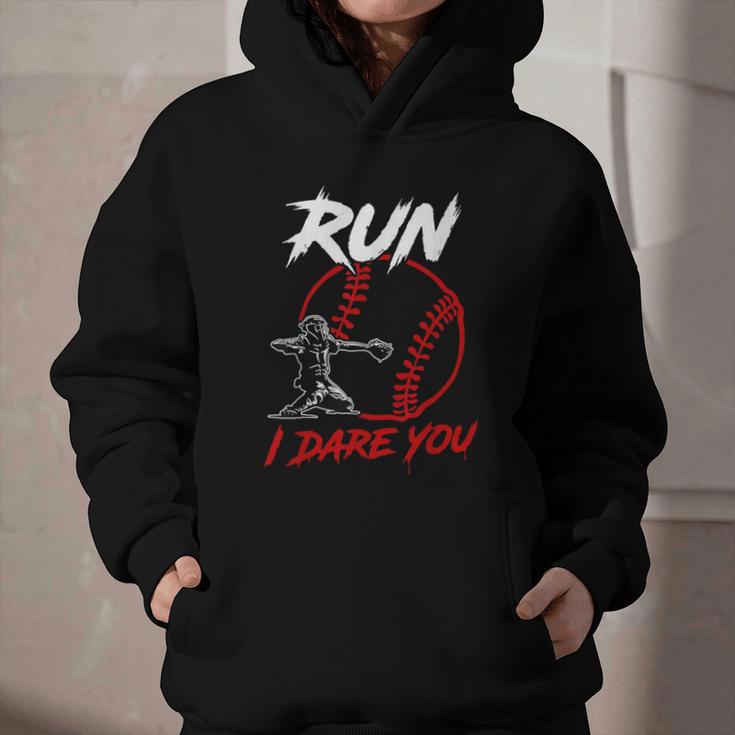 Vintage Baseball Catcher Boys Go Ahead Run I Dare You Graphic Youth Hoodie Vintage Baseball Catcher Boys Go Ahead Run I Dare You Graphic Youth Hoodie