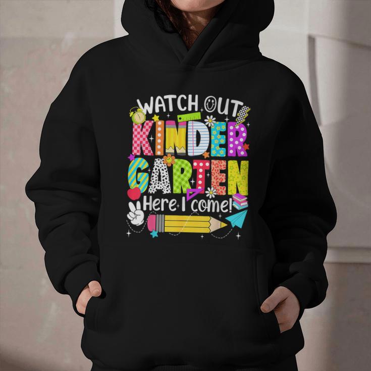 Watch Out Kindergarten Here I Come Kinder Back To School Graphic Youth Hoodie Watch Out Kindergarten Here I Come Kinder Back To School Graphic Youth Hoodie