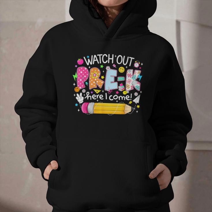 Watch Out Pre-K Here I Come Back To School Boy Girl Kids Graphic Youth Hoodie Watch Out Pre-K Here I Come Back To School Boy Girl Kids Graphic Youth Hoodie