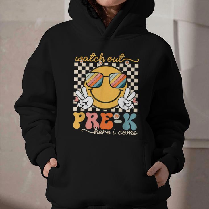 Watch Out Pre-K Grade Here I Come Back To School Pre-K Smile Graphic Youth Hoodie Watch Out Pre-K Grade Here I Come Back To School Pre-K Smile Graphic Youth Hoodie
