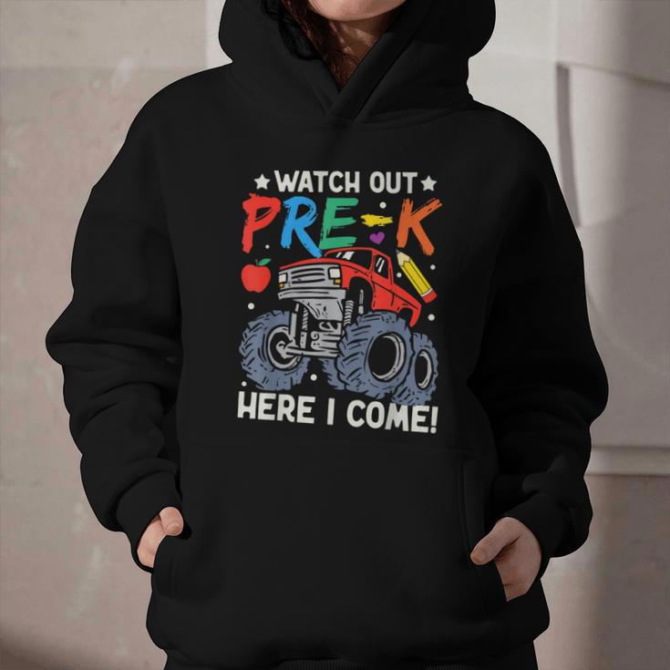 Watch Out Pre-K Here I Come Monster Truck Back To School Graphic Youth Hoodie Watch Out Pre-K Here I Come Monster Truck Back To School Graphic Youth Hoodie