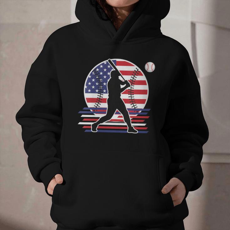 Women's Batter Patriotic American Flag Baseball Silks Graphic Youth Hoodie Women's Batter Patriotic American Flag Baseball Silks Graphic Youth Hoodie