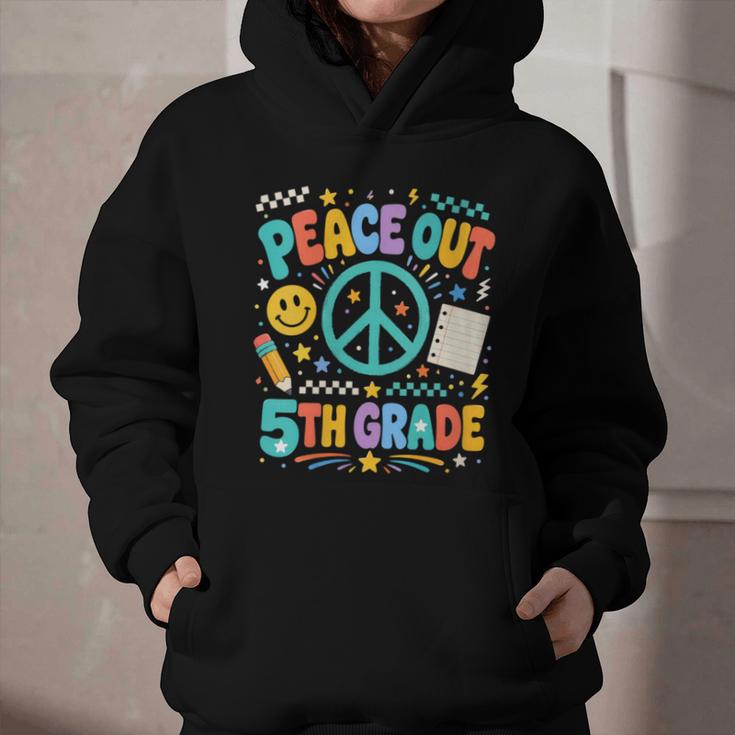 Women's Peace Out 5th Grade Retro Back To School Students Graphic Youth Hoodie Women's Peace Out 5th Grade Retro Back To School Students Graphic Youth Hoodie