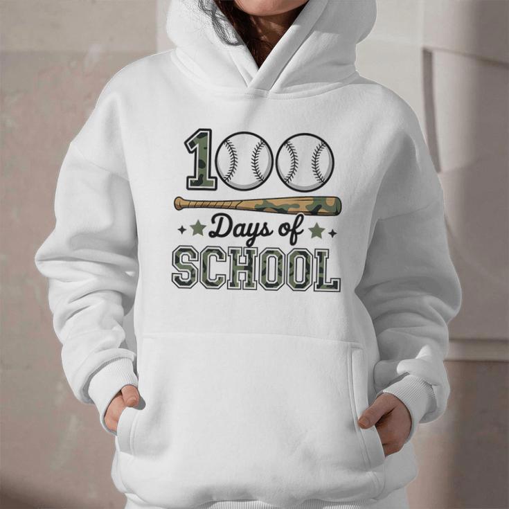100 Days Of School Baseball Camo Boys School Teacher Graphic Youth Hoodie