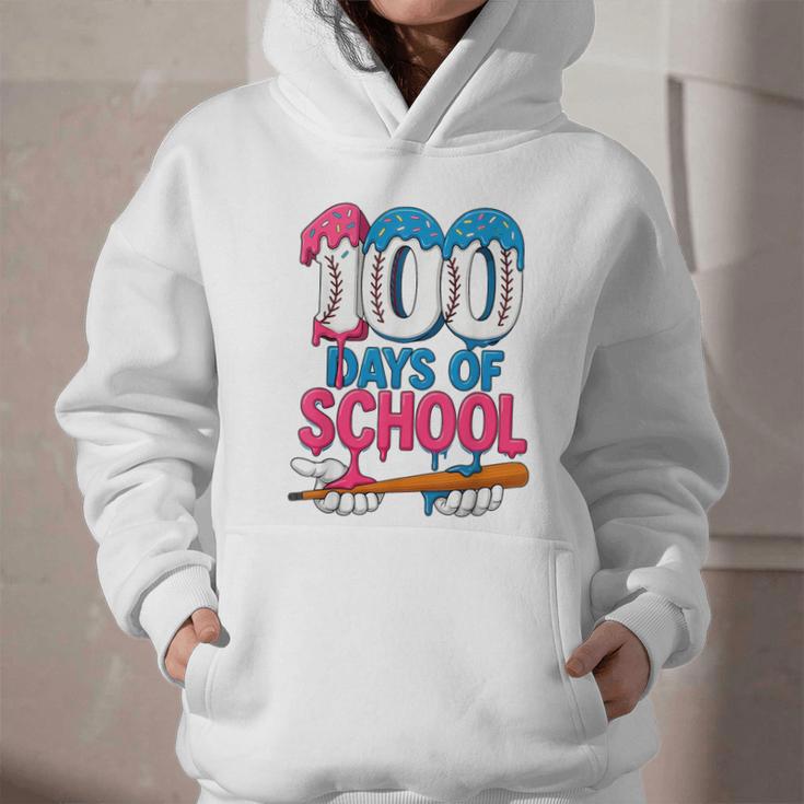 100 Days Of School Baseball Drip Bat 100th Day Of School Boy Graphic Youth Hoodie
