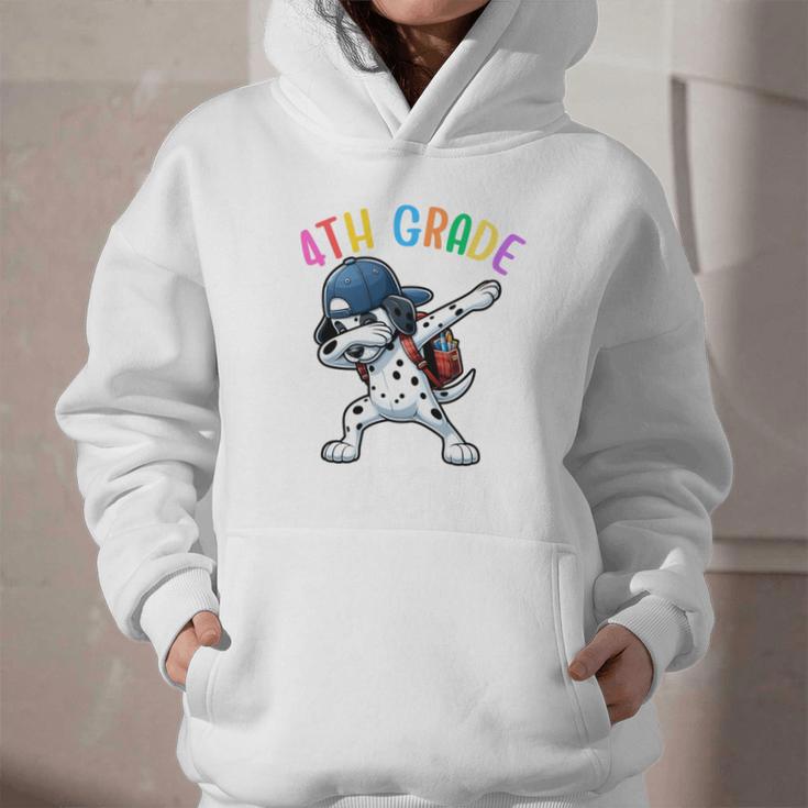 4th Grade Crew Dalmatian Dog Dabbing Back To School Premium Tri-Blend Graphic Youth Hoodie