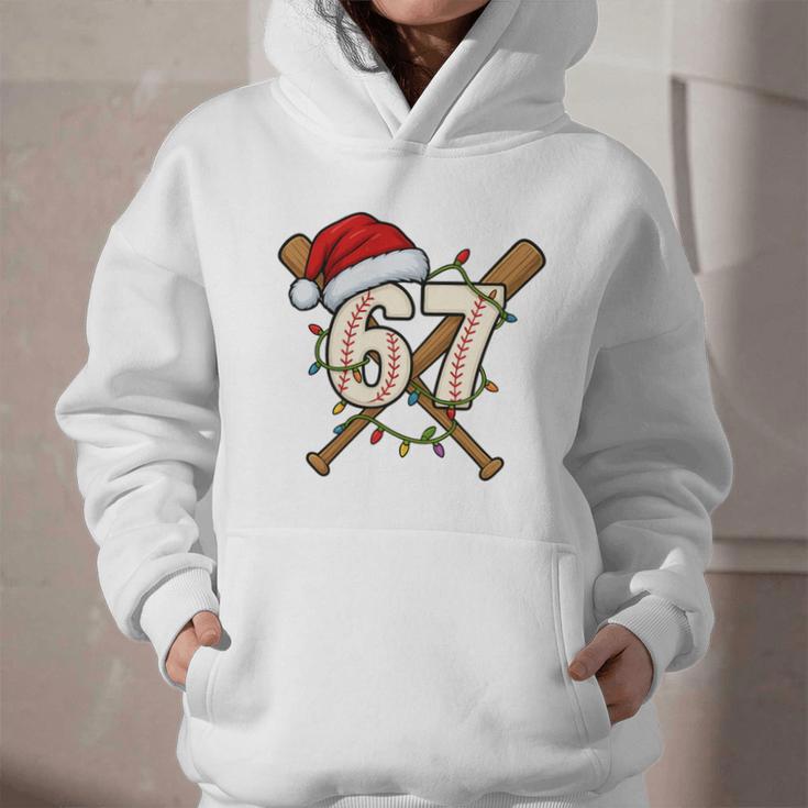 67 Baseball Xmas Lights Santa Hat Holiday Graphic Youth Hoodie 67 Baseball Xmas Lights Santa Hat Holiday Graphic Youth Hoodie