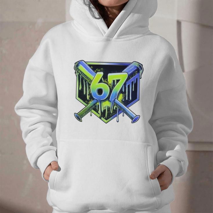 Awesome 67 Baseball Drip Effect Baseball 6-7 Meme Graphic Premium Tri-Blend Graphic Youth Hoodie