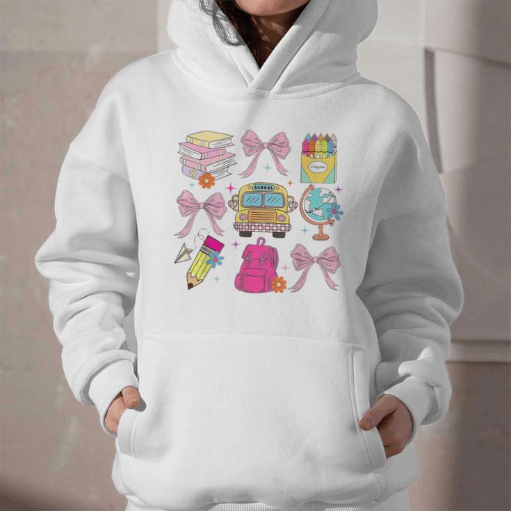 Back To School Coquette School Bus Pencil Graphic Youth Hoodie