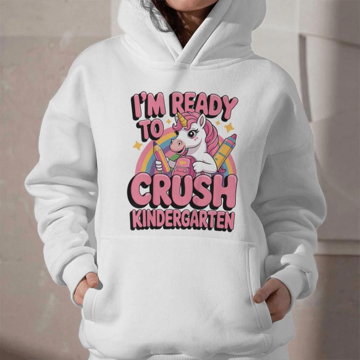 Back To School I'm Ready To Crush Kindergarten Unicorn Graphic Youth Hoodie