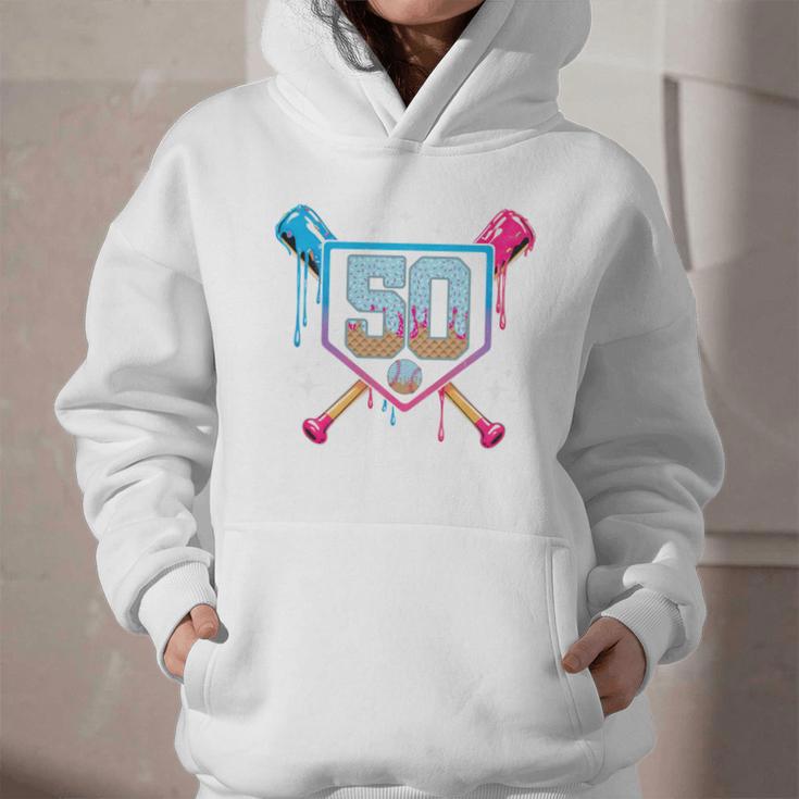 Baseball 50 Year Old Ice Cream Drip 50th Birthday Number 50 Graphic Youth Hoodie