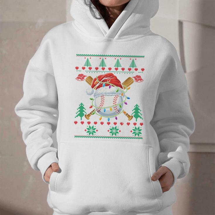 Baseball Christmas Ugly Sweater Santa Sport Men Kids Graphic Youth Hoodie