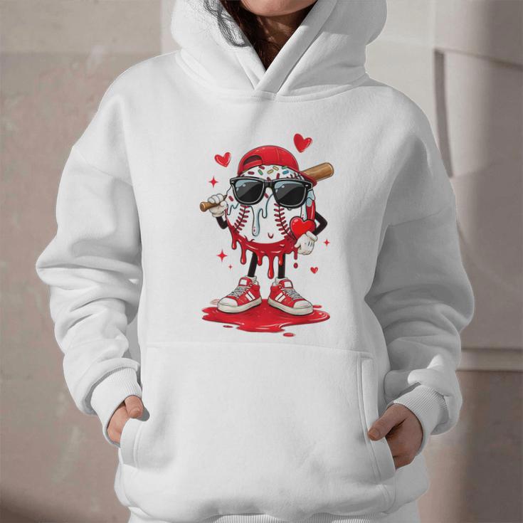 Baseball Drip Ice Cream Sunglasses Boys Youth Kids Valentine Graphic Youth Hoodie