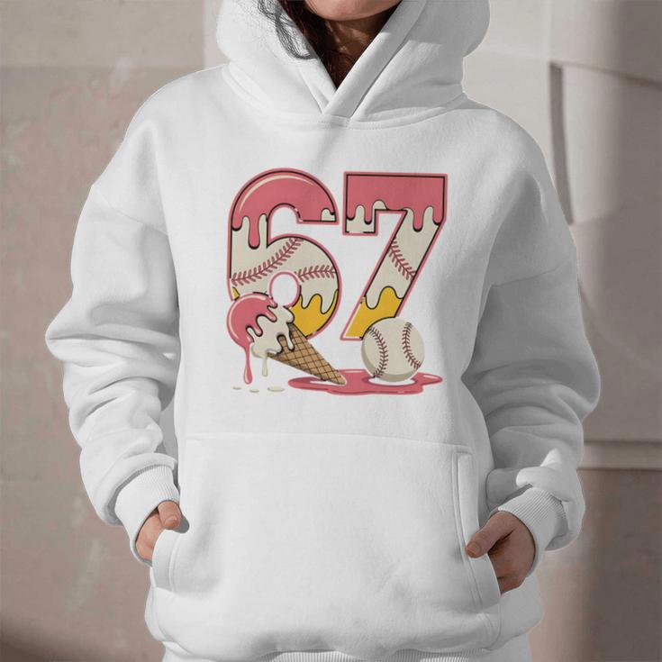Baseball Drip Number 67 Player Ice Cream Or 67th Birthday Graphic Youth Hoodie