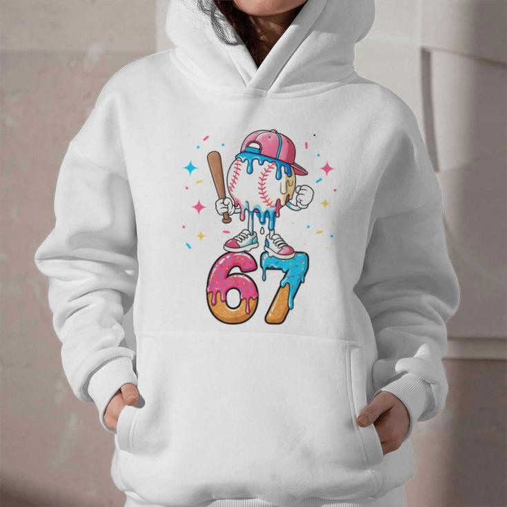 Baseball Drip Number 67 Six Seven Meme Ice Cream Dripping Graphic Youth Hoodie Baseball Drip Number 67 Six Seven Meme Ice Cream Dripping Graphic Youth Hoodie