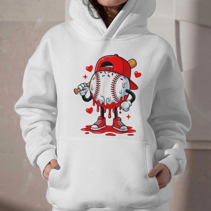 Baseball Drip Valentines Graphic Youth Hoodie